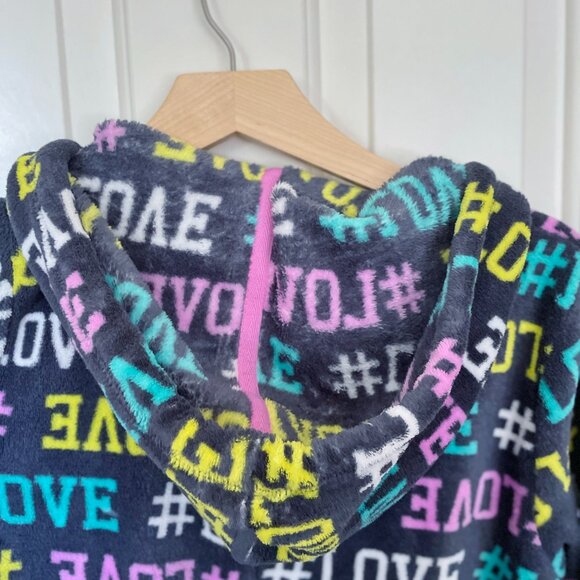 SO Womens Plush Fleece One Piece Hooded Pajama Onesie Small #LOVE - Picture 7 of 8